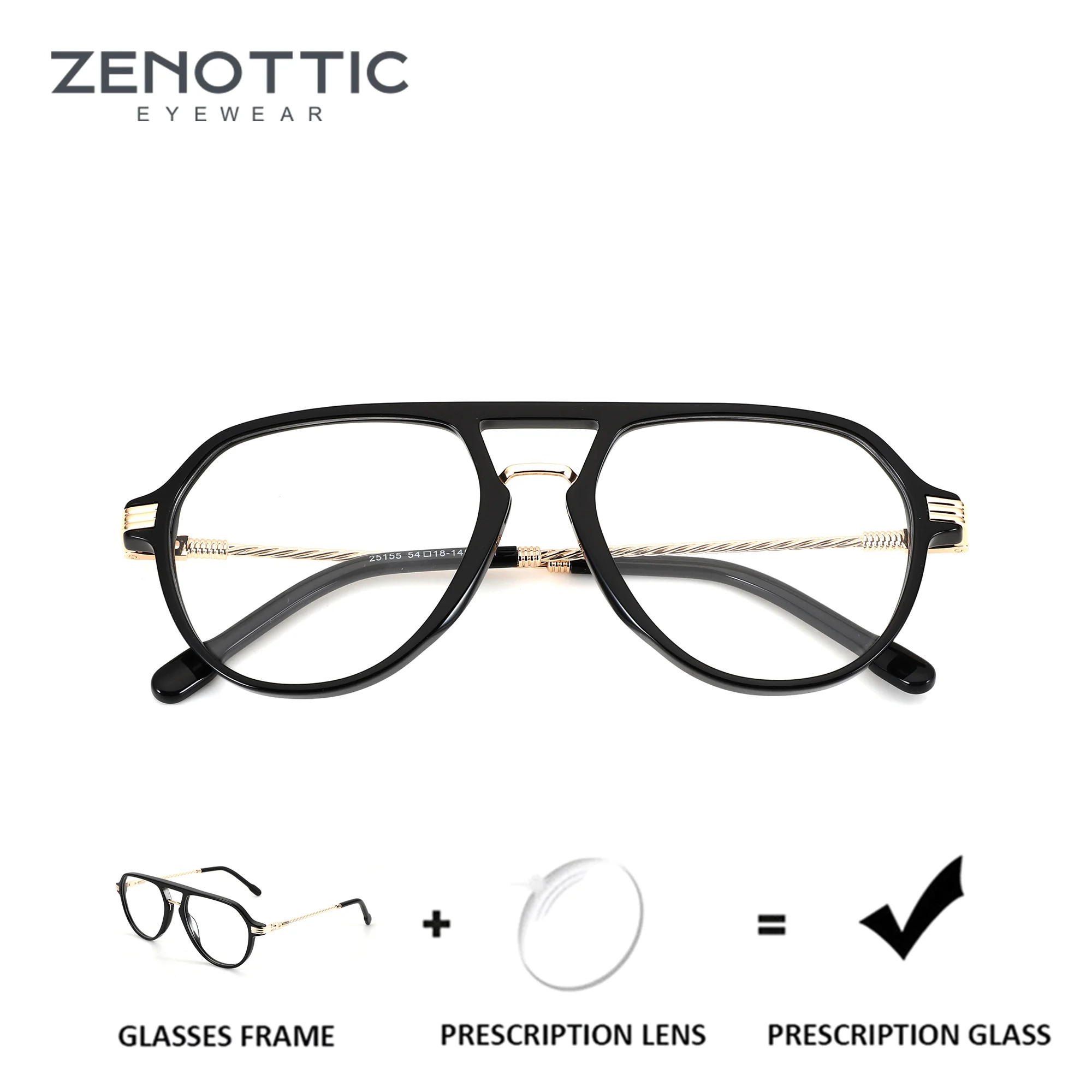 

Очки ZENOTTIC (размер XL) Pilot из ацетата с индивидуальной оптической линзой для мужчин, фотохромные оптические очки с защитой от синего света