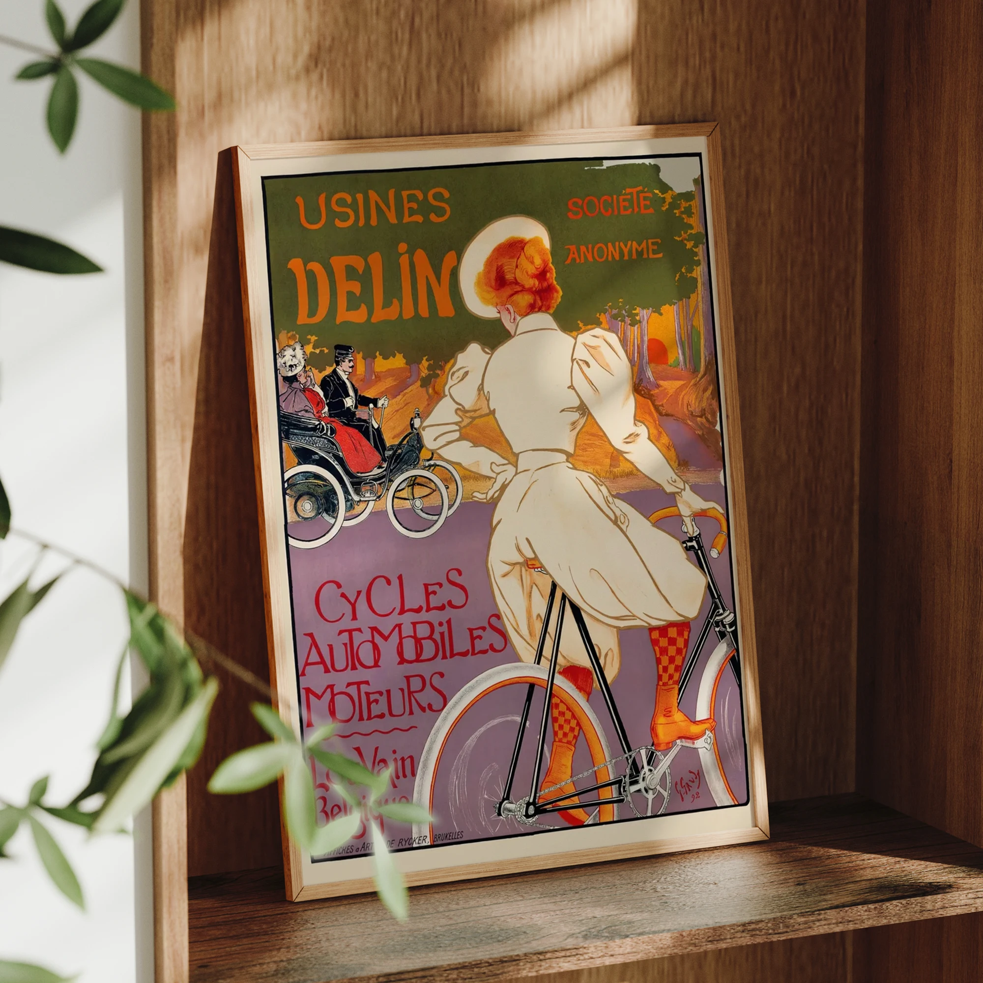 レトロヴィンテージ自転車と自動車の広告ウォールアートプリント - Home Decor Retro のレビューと価格