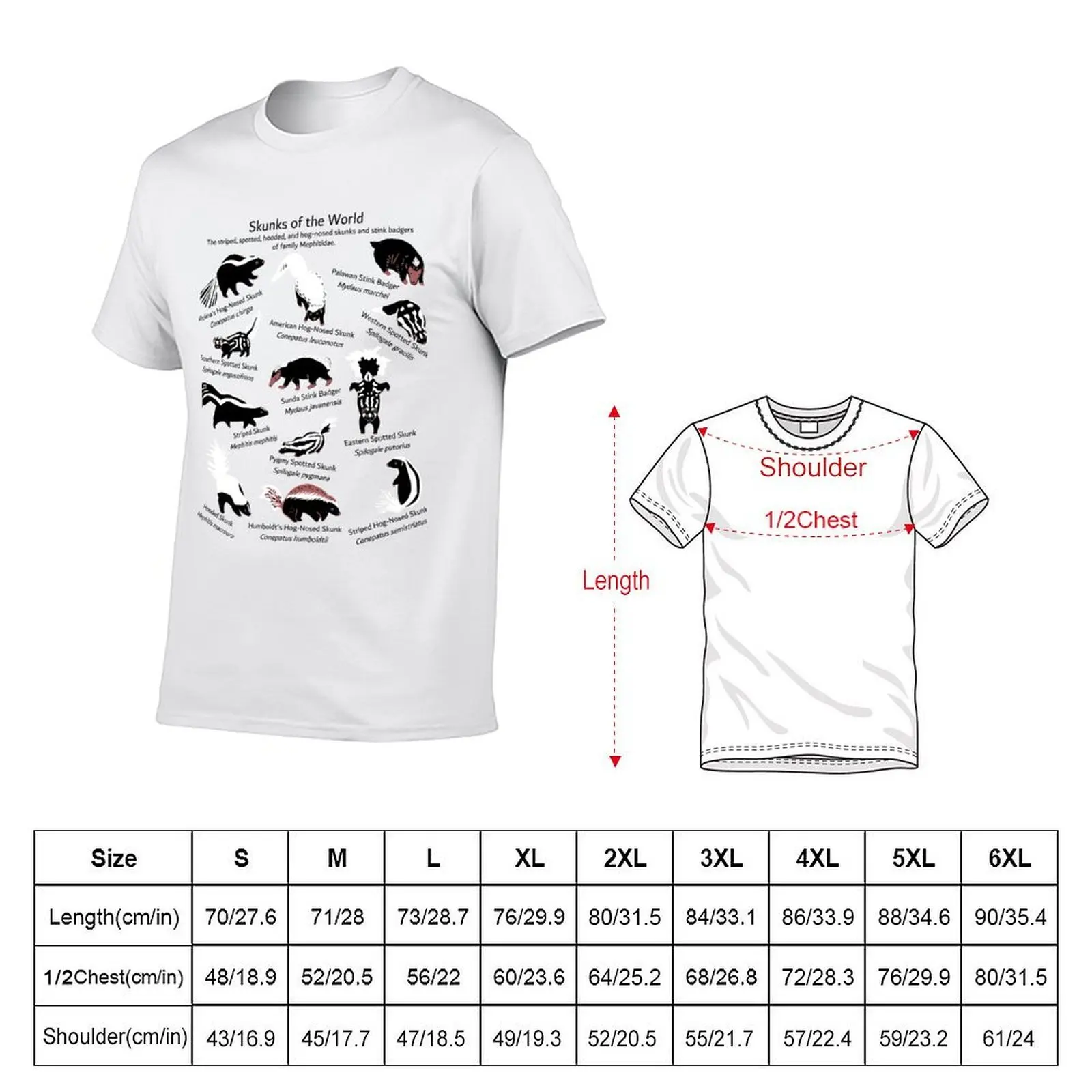 Skunks of the World: Species of Family Mephitidae T-Shirt oversized tees oversized t shirts for men