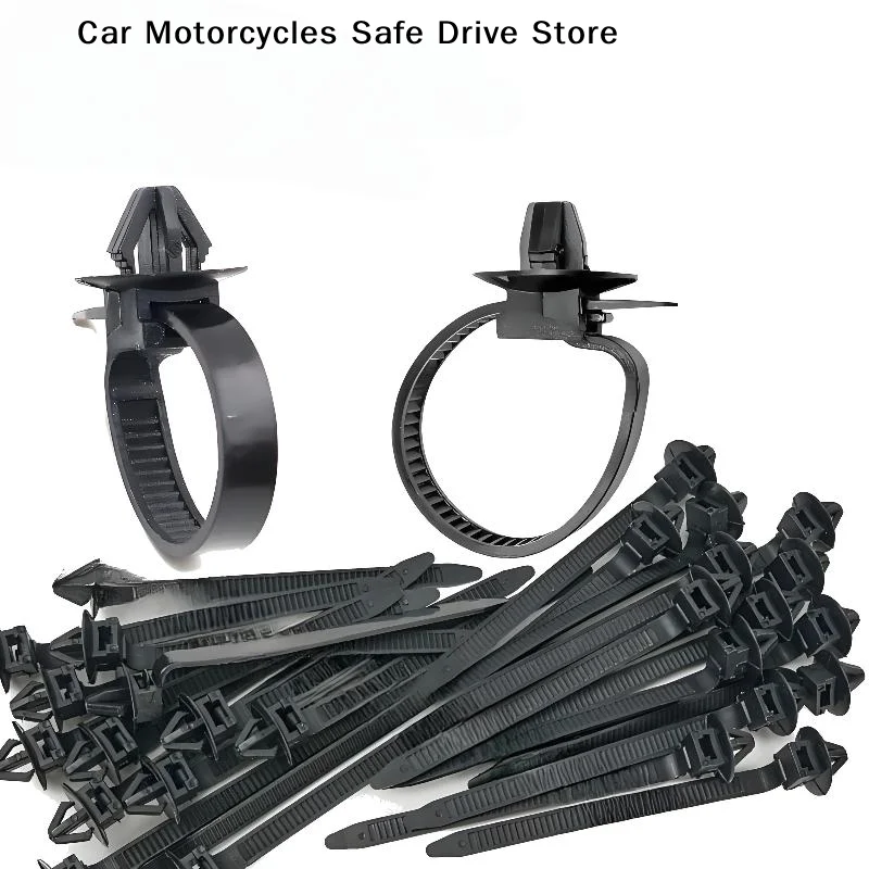 【M】10/20PCS Universal Car Nylon Black Push Mount Wire Harness Fastener Cable Clamp Clips Ties Management Car Wire Organizers