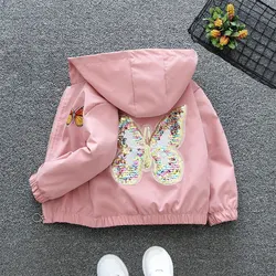 Children's Jackets Butterfly Sequin Jacket Baby Girl Clothes Kids Jackets for Girls Winter Coat Kids Winter Clothes Girls