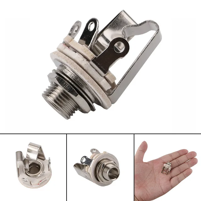 Jack 6.5 soket steker konektor kabel Audio dua saluran dengan saklar Stereo 6.5 perempuan untuk gitar