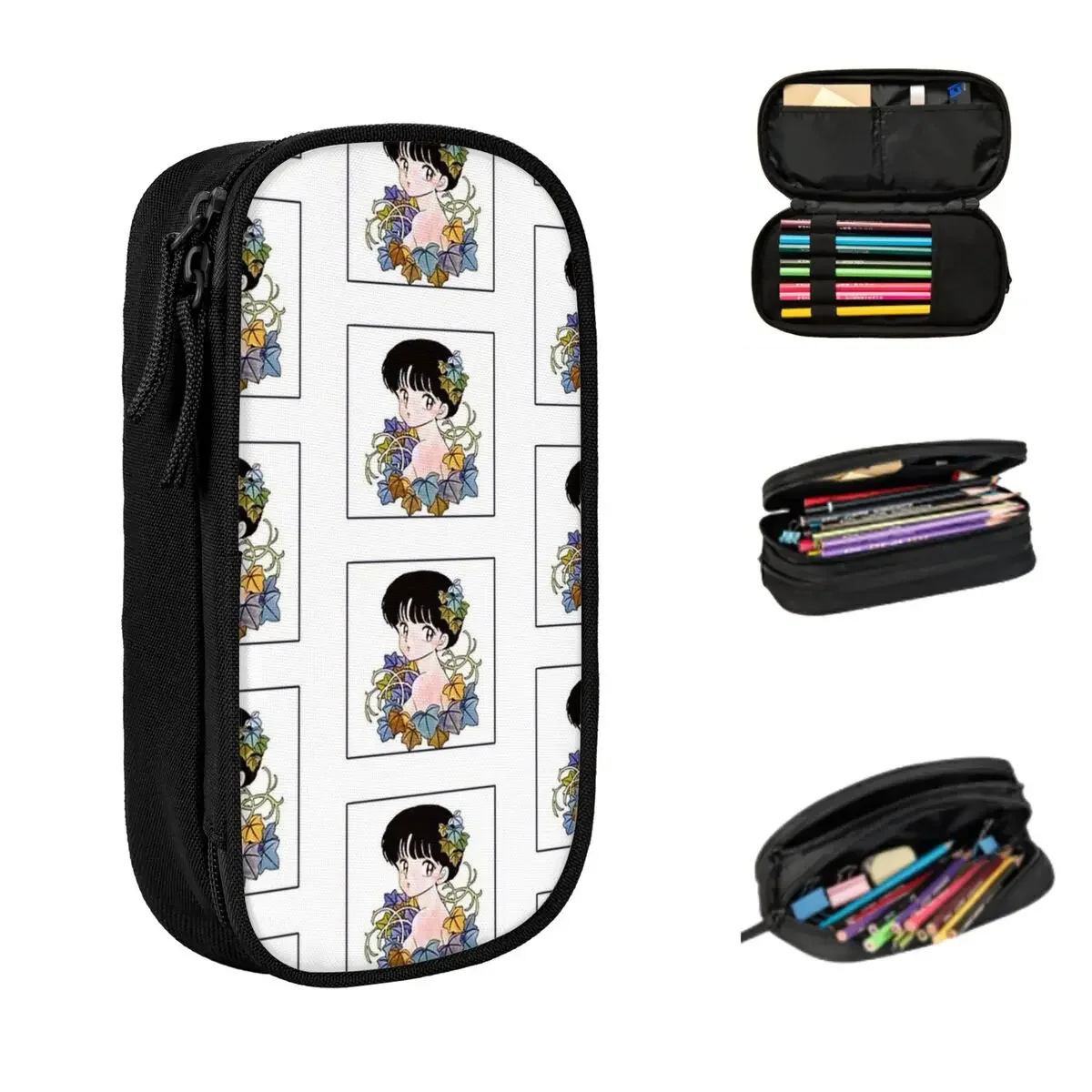 

Akane Tendo With Flowers Ranma 12 Special Edition Pencil Cases Large Storage Pen Bags Pen Box Pencil Pouch For Boys Girl Student