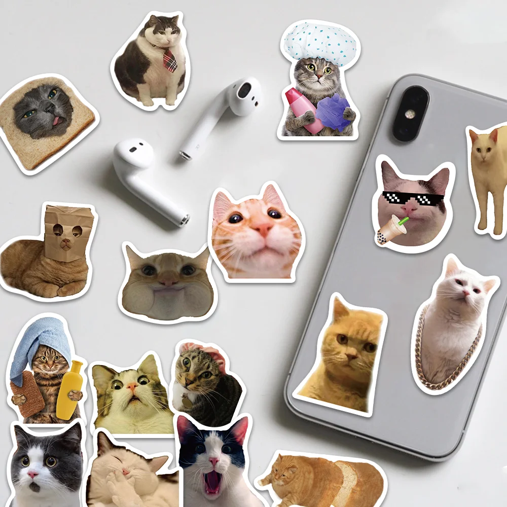 50pcs Cute Cats  Funny Graffiti Stickers Cartoon  DIY laptop Suitcase Scrapbook Skate Laptop Bike Waterproof stickers image 3
