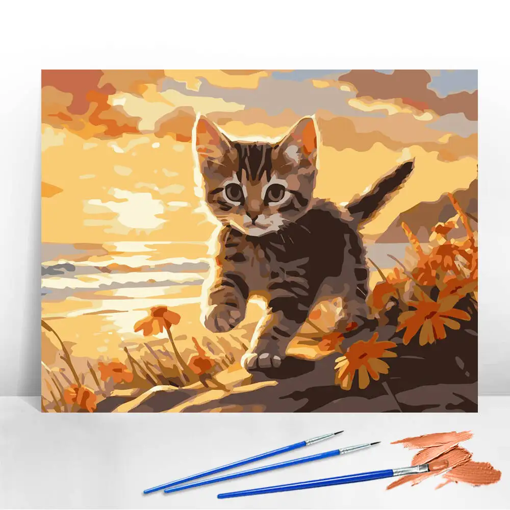 Ölgemälde nach Zahlen, Berglandschaft, DIY, digitale Malerei, Haus, Baum, Landschaft, Bild, Kunsthandwerk auf Leinwand, handgemaltes Geschenk