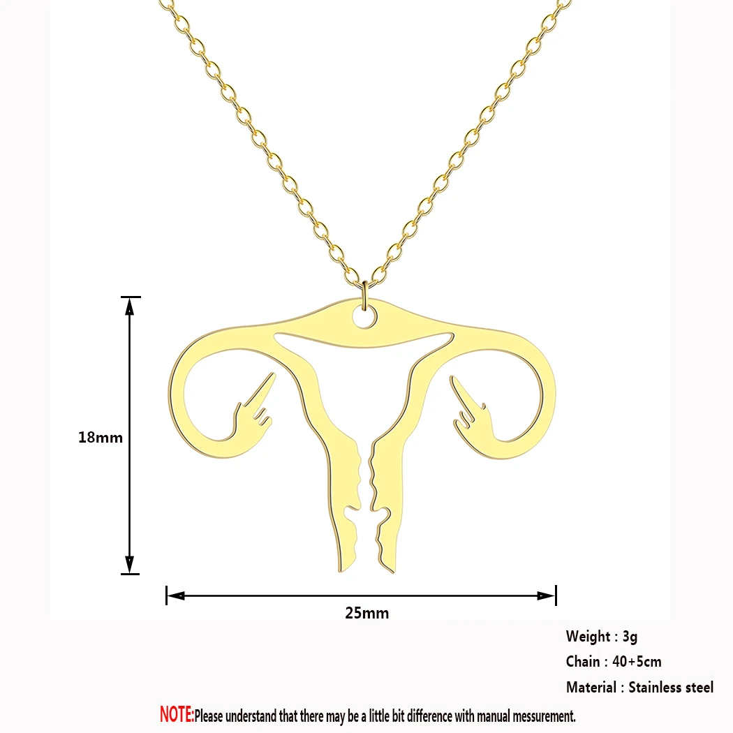 Kinitial Back Off Recycled Aluminum Pendant Necklace For Women Girls Uterus Doctor Nurse Fashion Jewelry