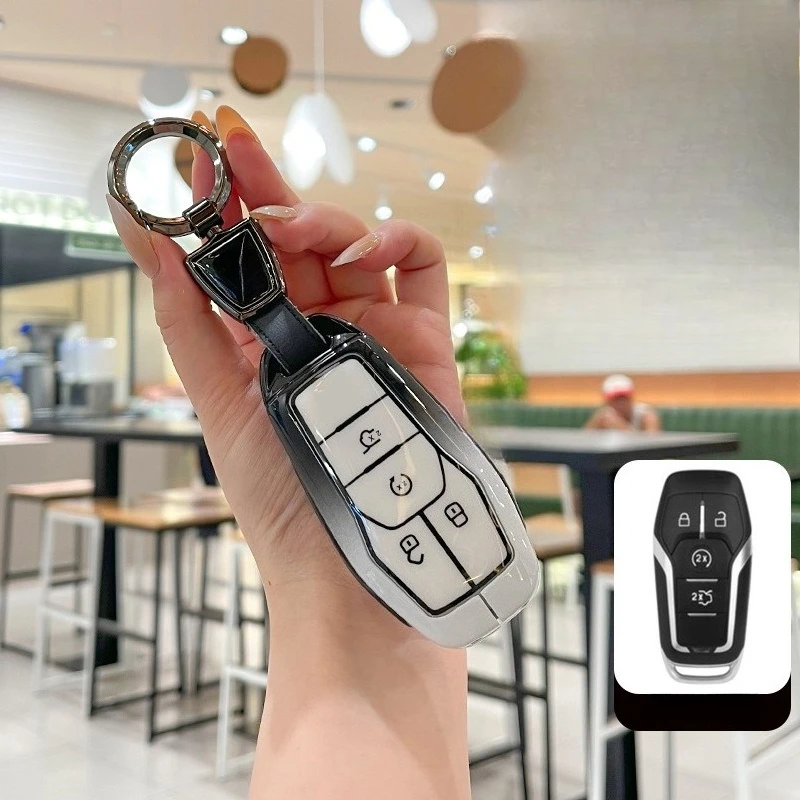 

Premium Zinc Alloy Key Cover Case for Ford Explorer 16-18/Taurus/Mustang/F-150 Raptor (2016-2018) - Protective Key Fob Shell