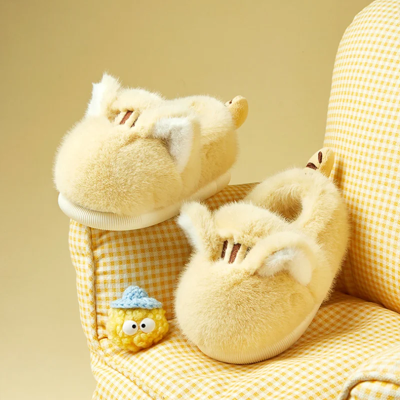 Children\'s Wrap Heels Slippers Winter Plush Cartoon Toddler Boys Girls Home Gear Little Kid House Indoor Footwear Baby Items