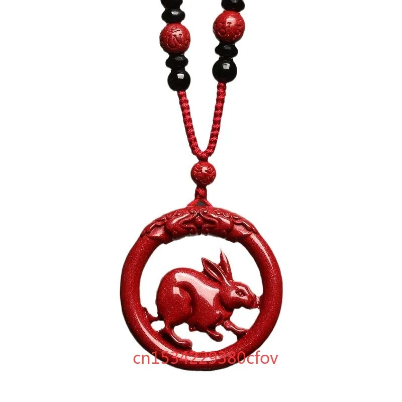 Luxe Rode Cinnaber Chinese Zodiac Holle Dubbelzijdige Hanger Ketting Echte Natuurlijke Sieraden Vrouwen Accessoires Energie Geschenken