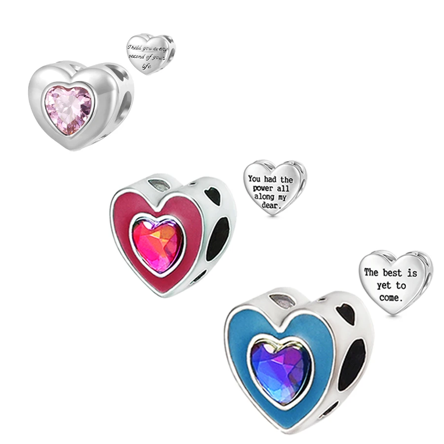 

2025 NEW 925 Silver-Plated I Held You Every Second Of Your Life Heart Birthstone Charm Beads Fit Original Women Bracelet Jewelry