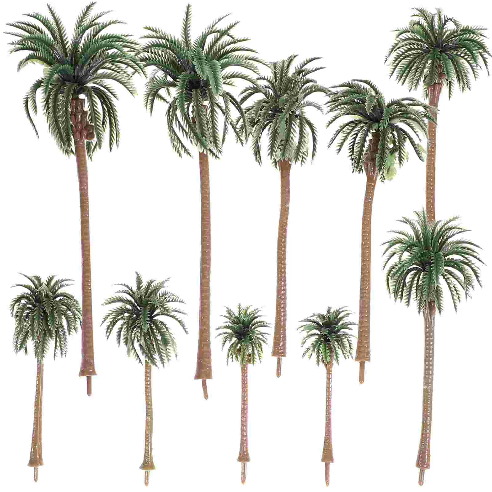 10 Pcs Plastic Palm Tree Model Layout Props Tropical Scenery DIY Handmade Material Mini Coconut Tree Model Green (16C