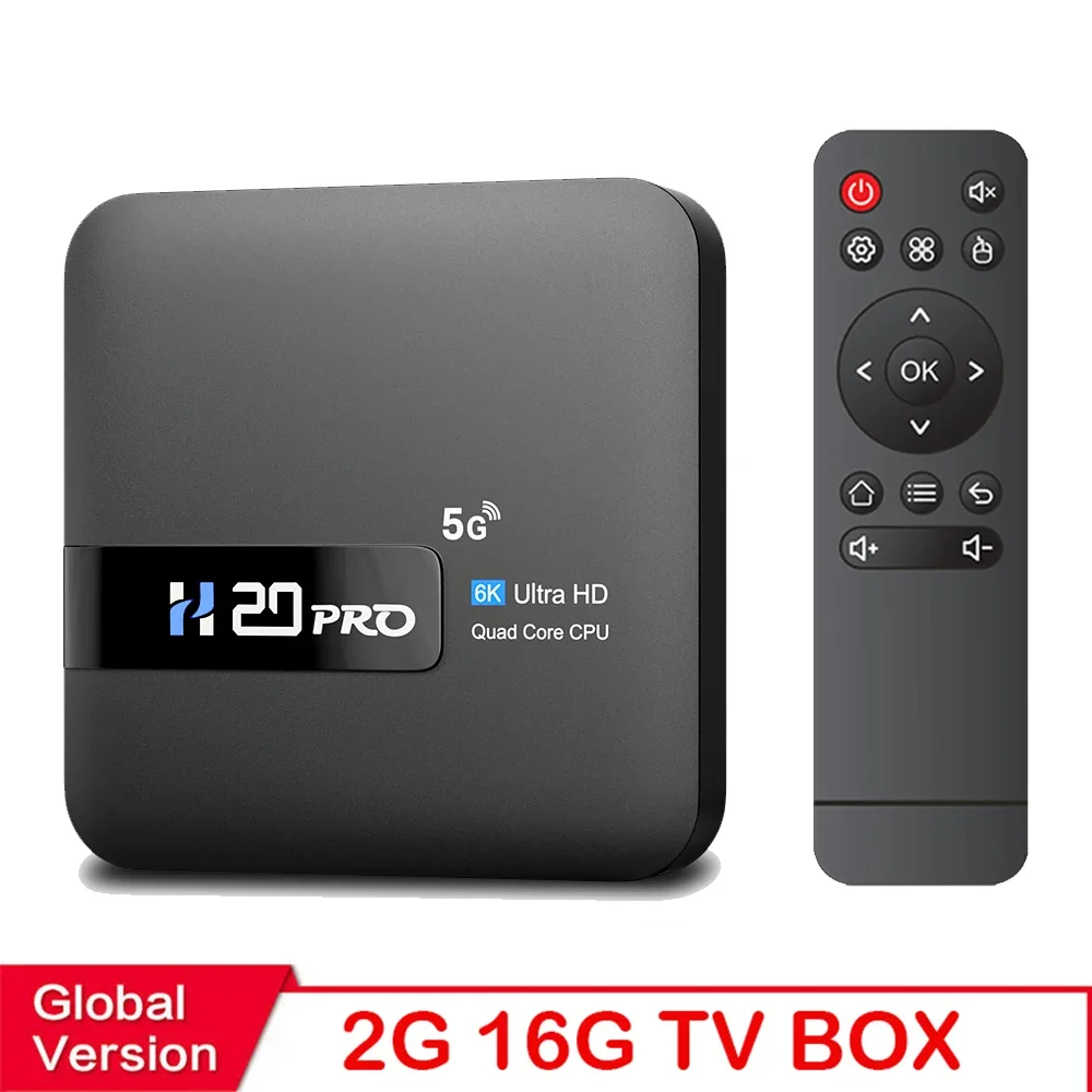 Smart Android TV Box com Wi-Fi, Media Player, Android 10.0, Play Store, Rápido, 1080p, Set Top, 16GB, 2,4, 5G, 6K, H20PRO