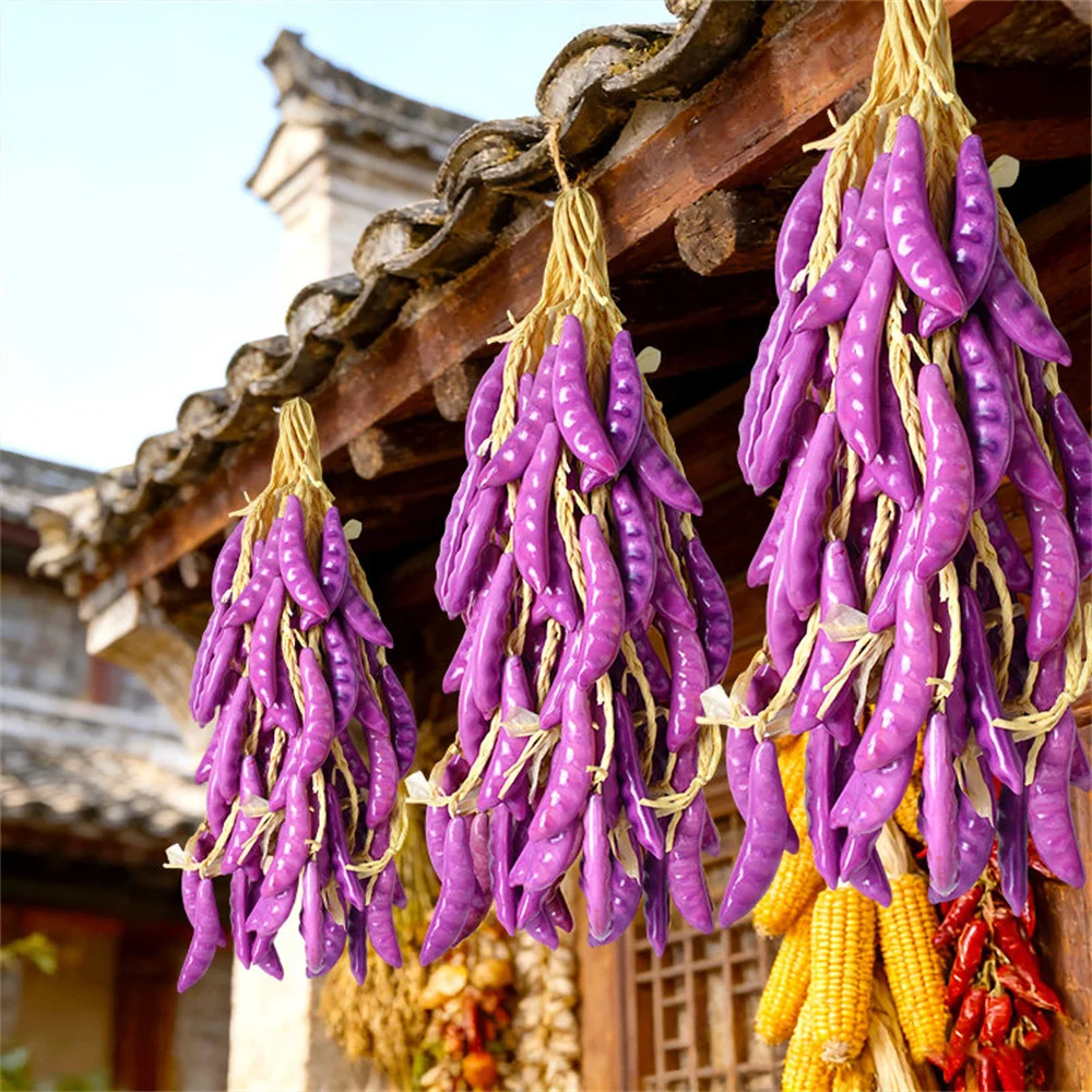 

5 Strings/Lot artificial vegetables model restaurant Kitchen shop store decor purple peas beans strings simulation vegetables