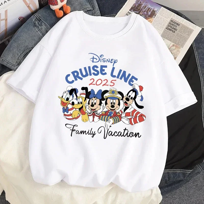 2025 Disney Mickey Minnie Cruise Family Trip Vacation Graphic T-shirt Summer Women Casual Short Sleeves T Shirt Harajuku Tees