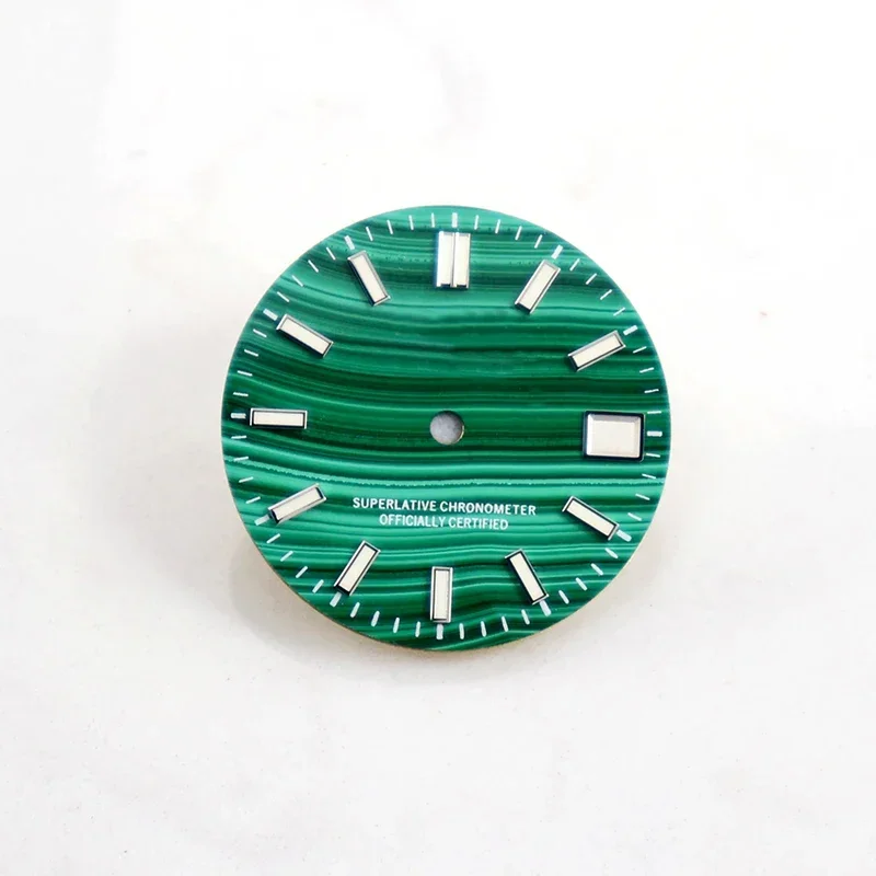 Real Malachite Dial Mod Accessories for Nh35 Date Window Custom Logo Abalone Case Skx007 Sbdx001 28.5mm Natural Stone Material