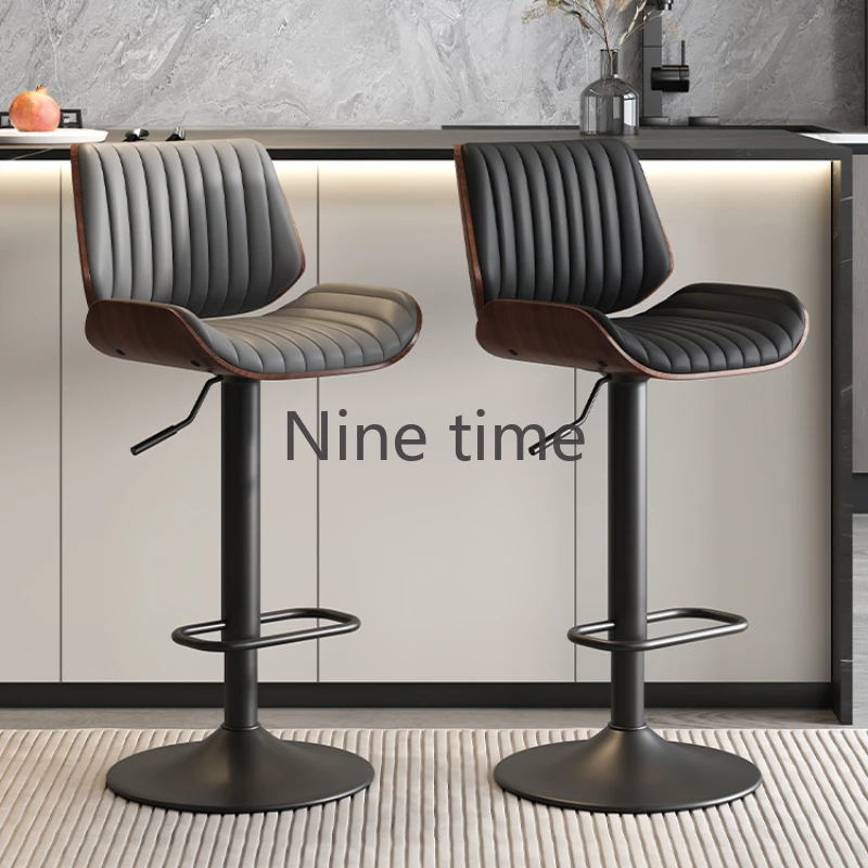 

Minimalistic Leather Bar Chairs Height Adjust Island Party Accent Bar Stools Cuisine Restaurant Sillas Para Comedor Furnitures