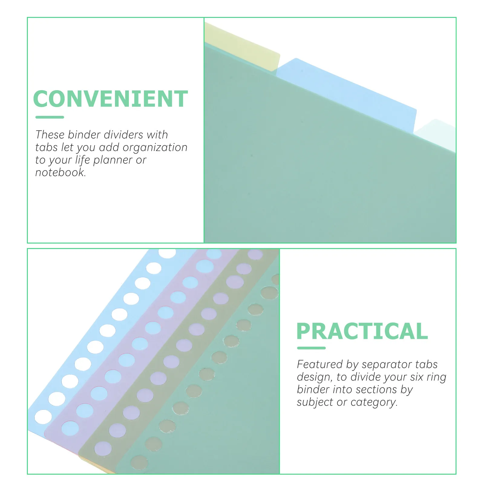 

6Sets Notebook Dividers with Writable Tabs Plastic Page Dividers for Binder Notepad Index Classified Labels Organizational