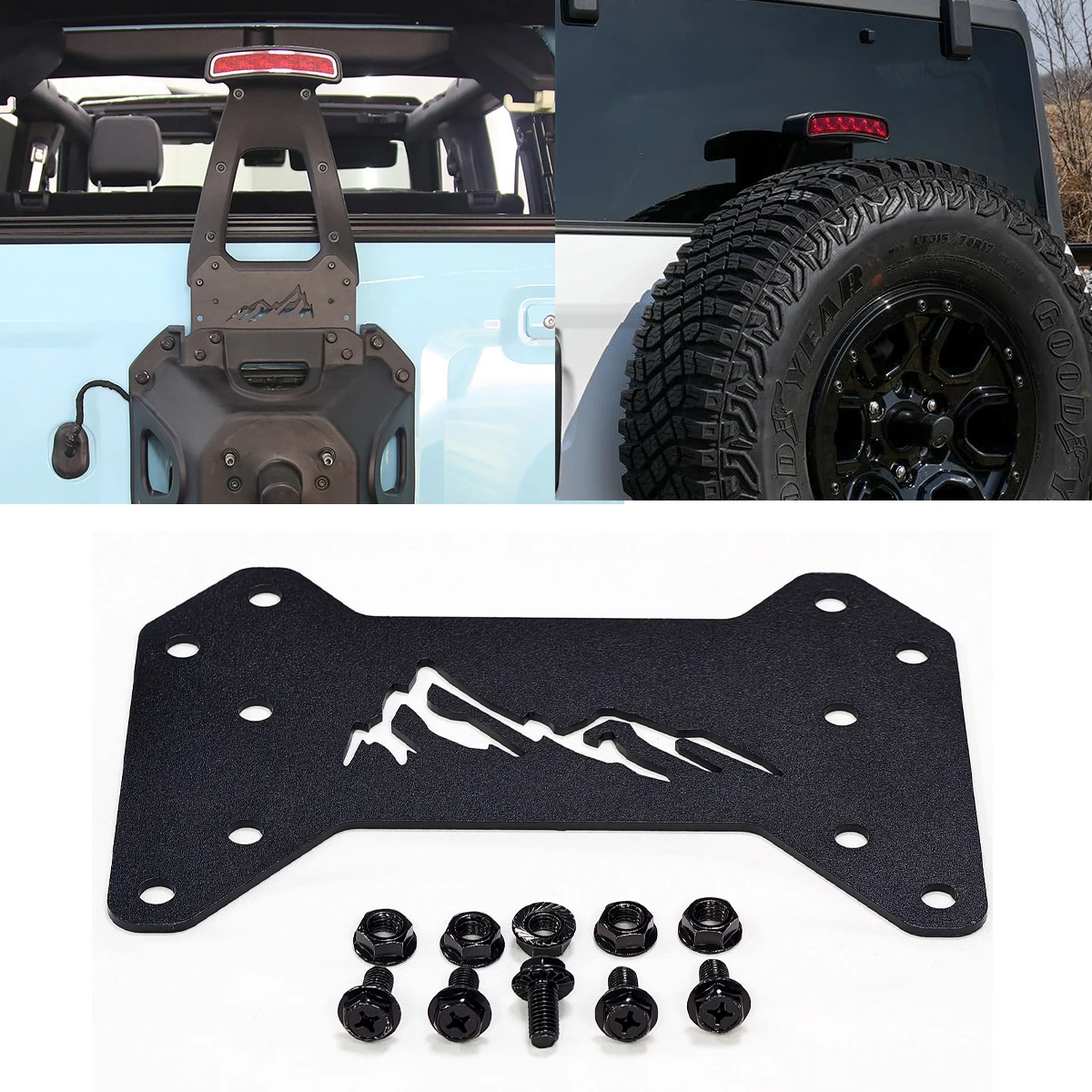 High Brake Light Extension Bracket Spare Tire 3rd Brake Lamp Raising Mount Metal Holder for Ford Bronco 2021-2023