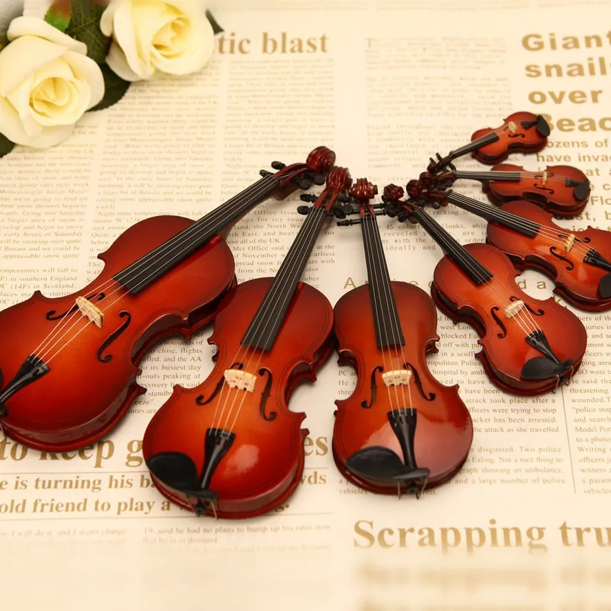 

Mini Instrument Handmade Violin Model Ornament Wooden Violin Model Desktop Decoration With Support