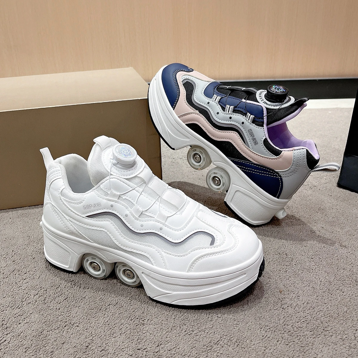 

2026 НОВЫЕ большие четырехколесные роликовые коньки, четырехколесные выдвижные роликовые коньки для подростков, водонепроницаемые роликовые коньки, подарки для детей