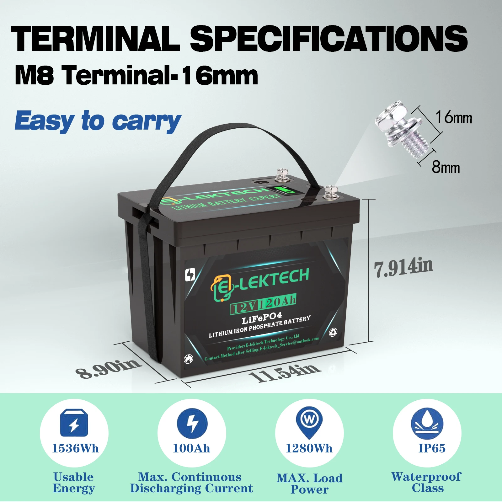 12V 120Ah LiFePO4 Lithium Battery Built-in 100A BMS Rechargeable LiFePO4 Battery Up to 10000 Cycle Lithium Battery, Low Temperat