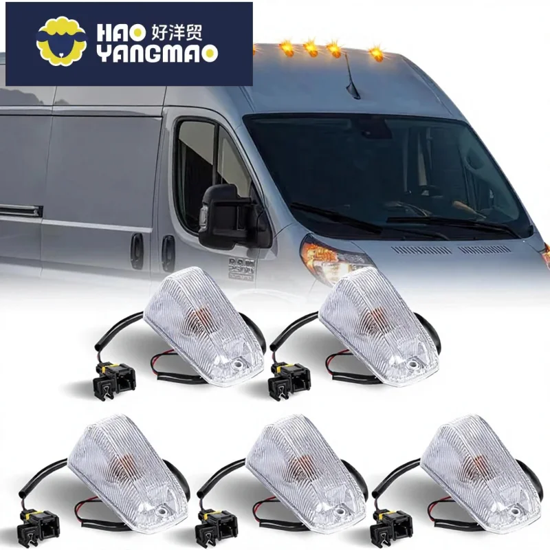 Suitable for 5PCS Cab Roof Marker Lights Top Clearance Running Lamps 2014-2023 ProMaster 1500 2500 3500 OE Socket Halogen Bulb