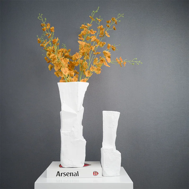 Resin Vase Geometric Stone Figure Shape Irregular Flower Decorative Ornaments Vases Pots Decoration