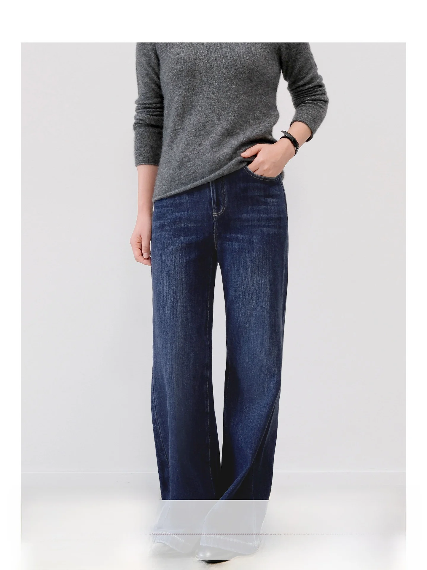 

Женские джинсы Commute Sle с высокой талией, широкими штанинами, свободного кроя, в стиле супермодели, осенне-зимние повседневные брюки