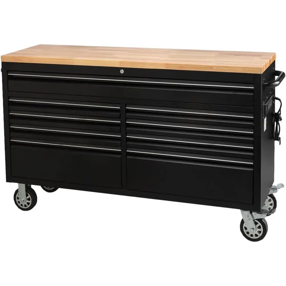 

61, комод для инструментов на колесиках с 9 ящиками, металлический шкаф с запиранием для мастерских и гаражей, черный