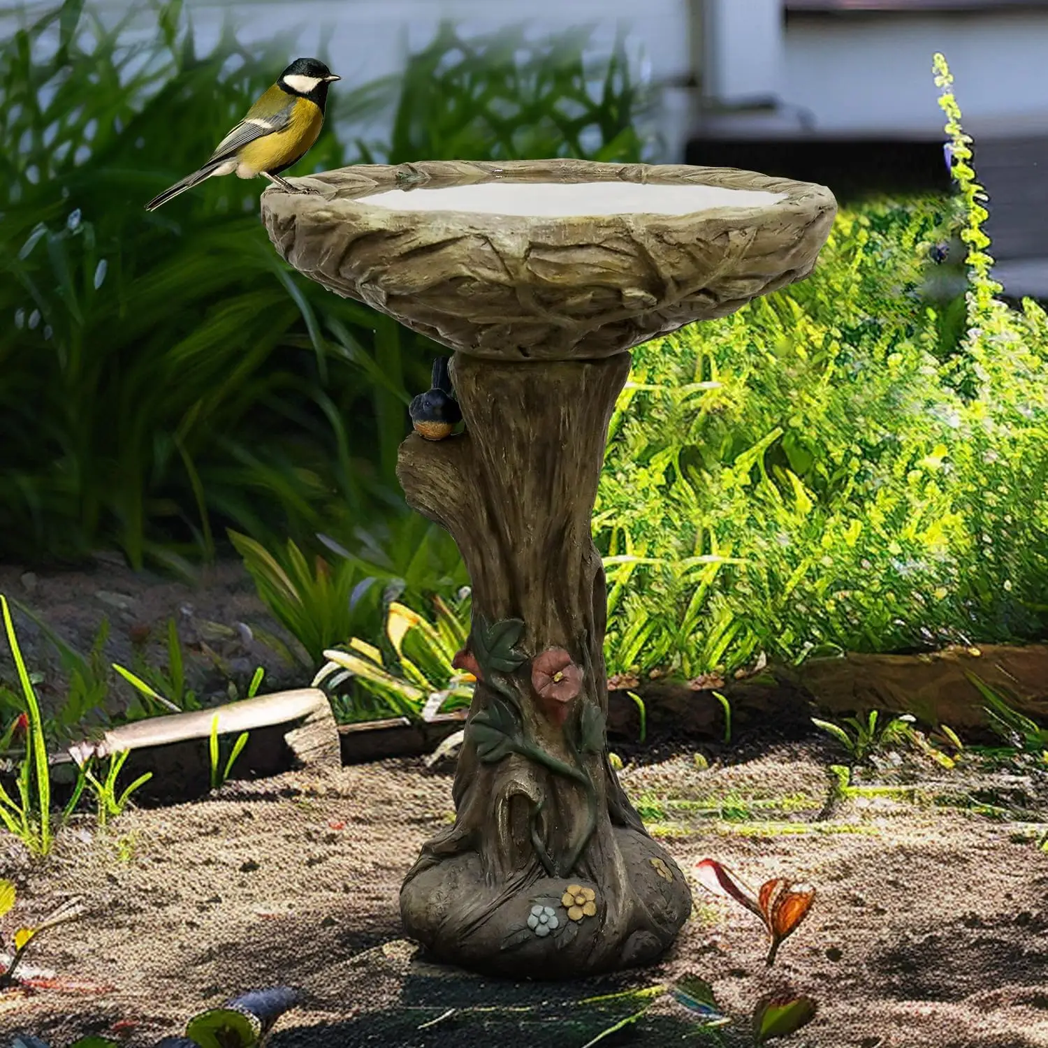 Garden Bird Bath Wood All Season Neutral