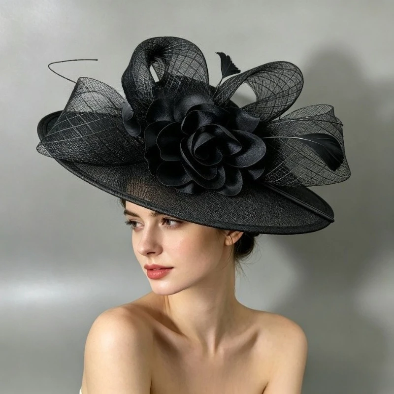 Wedding Flower Derby Big Fascinator Hat Hair Clip Women Royal Ascot Headpiece Women Tea Party Millinery Cap Headband Race Hats