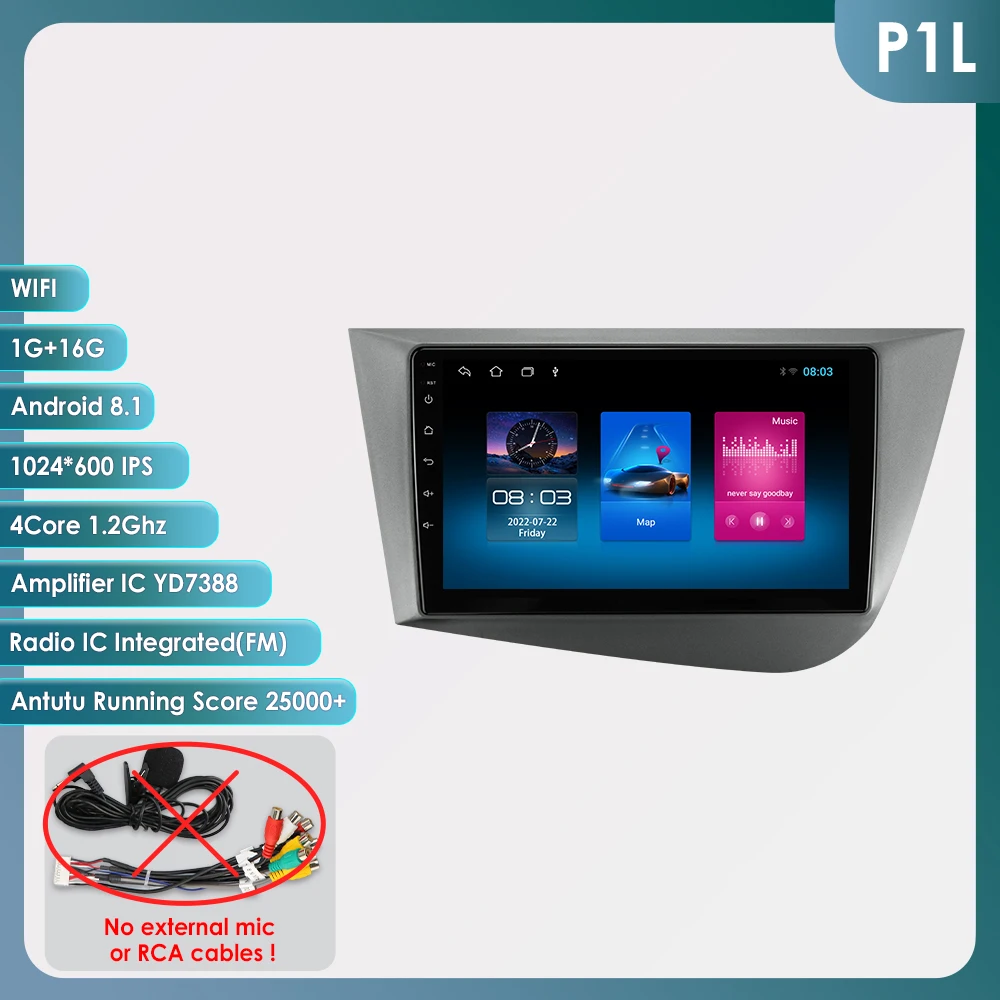 Hizpo 6115 AI Voice Autoradio Voor Seat Leon 2 MK2 2005-2012 4G Multimedia GPS 2din Stereo Draadloze CarPlay Android Auto Navi