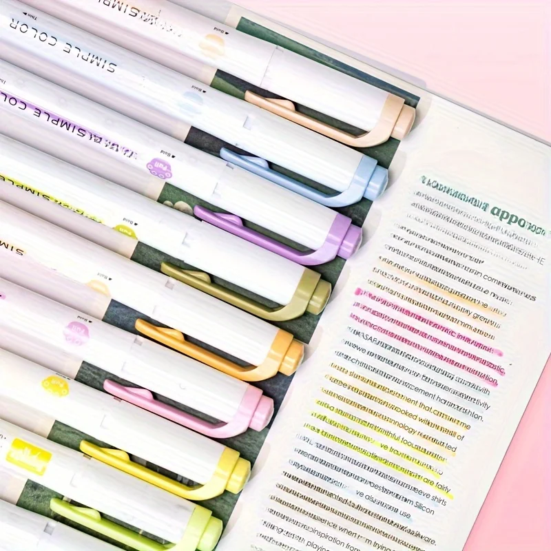 

5Pcs Double Headed Fluorescent Pen - Bright Colors, Student Supplies, Colored Pen, Fluorescent Pen,Stationery Supplies