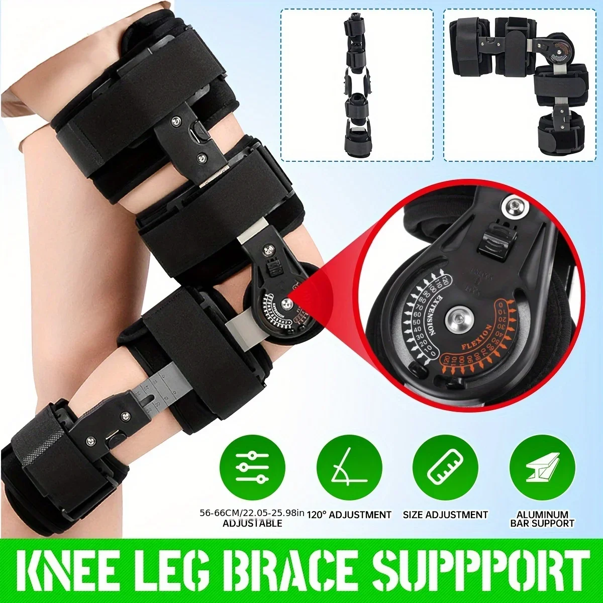 Adjustable Hinged Knee Brace with Button Lock - Sponge-Lined for Comfort, Suitable for Knee Support