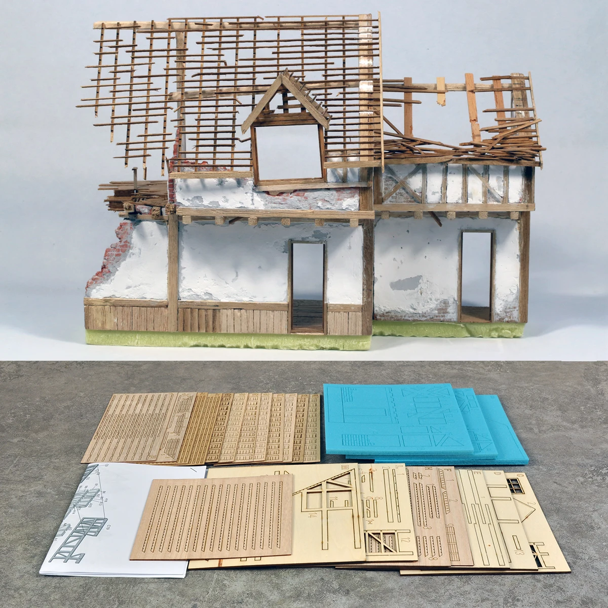 Unassembled Assembly Architectural Model Miniature Building Components European Rural Buildings Diorama Scale Model Kit 1/35