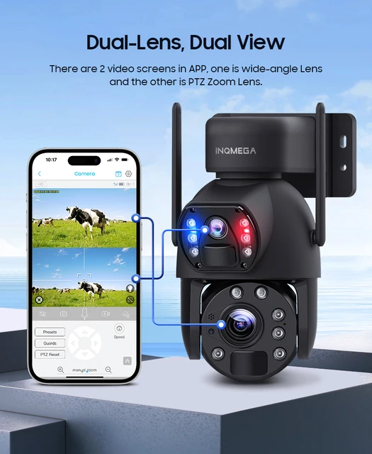 INQMEGA 30W 4G SIM Solar Panel Camera 12MP 50X ZOOM Solar Cameras 28000mAh Battery Camera Outdoor Dual Lens RecordingHumanoid ﻿ 2