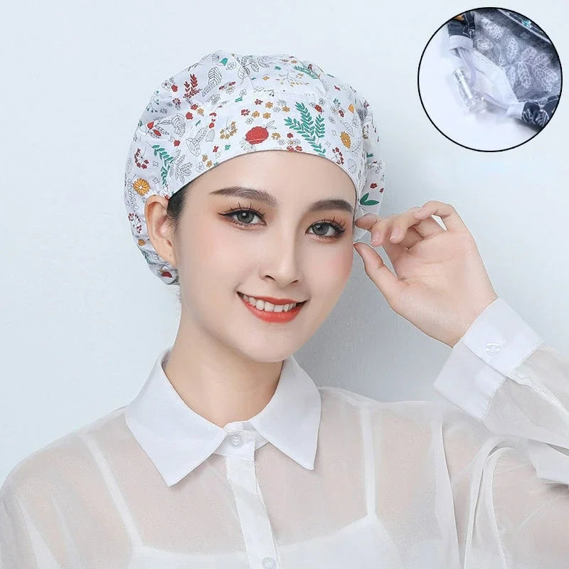 Casquettes de cuisine anti-poussière pour femmes, chapeaux imprimés d'animaux pour cheveux longs, casquettes de toilettage pour animaux de compagnie, gommages pour femmes, Spa, Salon de beauté, chapeau de travail