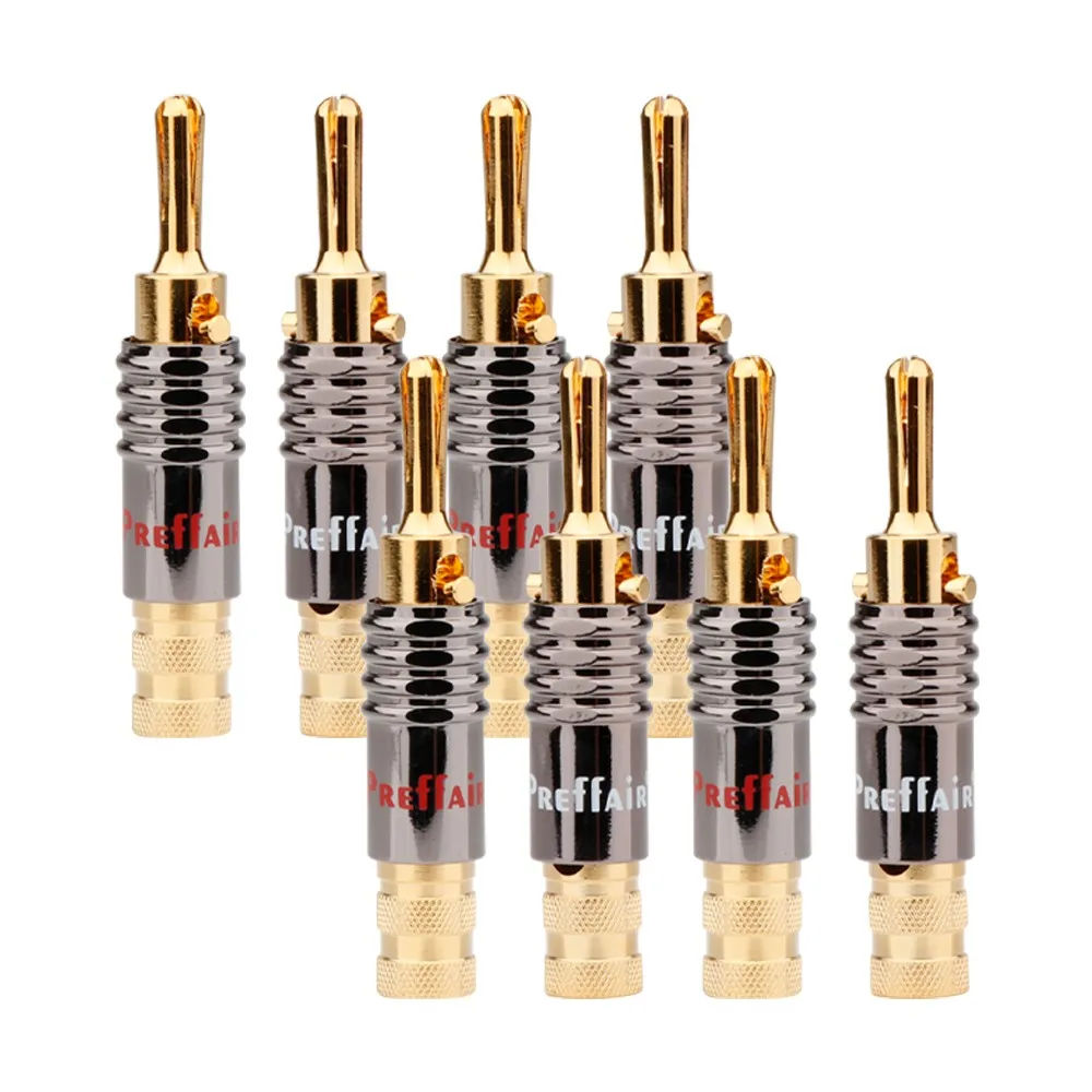 HICON Banana Jacks QUAD goldplated contacts Gold Plated Hifi Audio Hi-End Speaker Cable Wire Male Plug