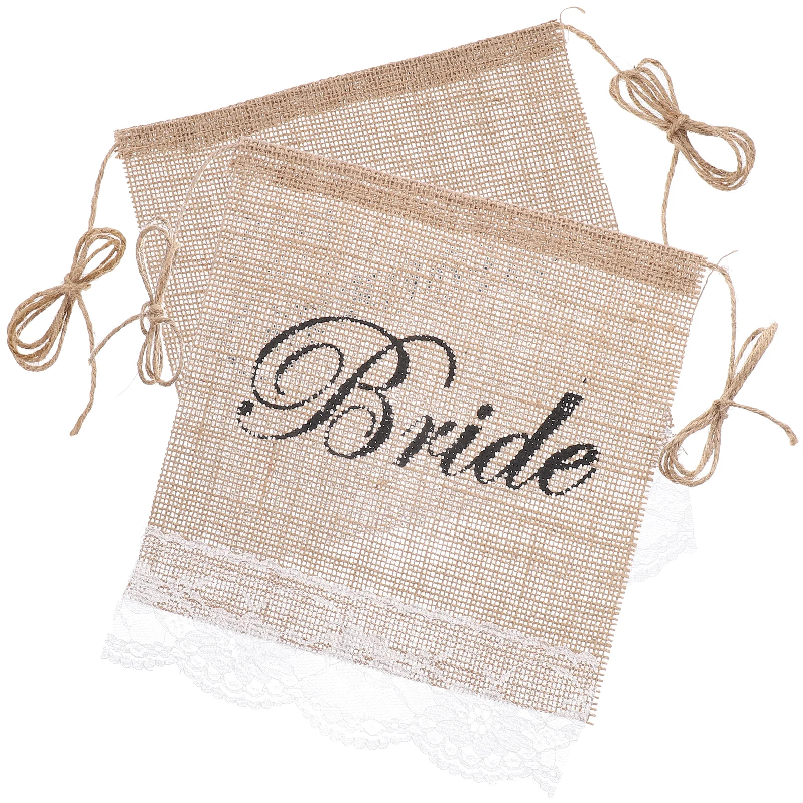 

2Pcs Wedding Party Decoration Hessian Bunting Bride Groom Chair Sign Banner Rustic Style Gold Glitter Finish Special Seating