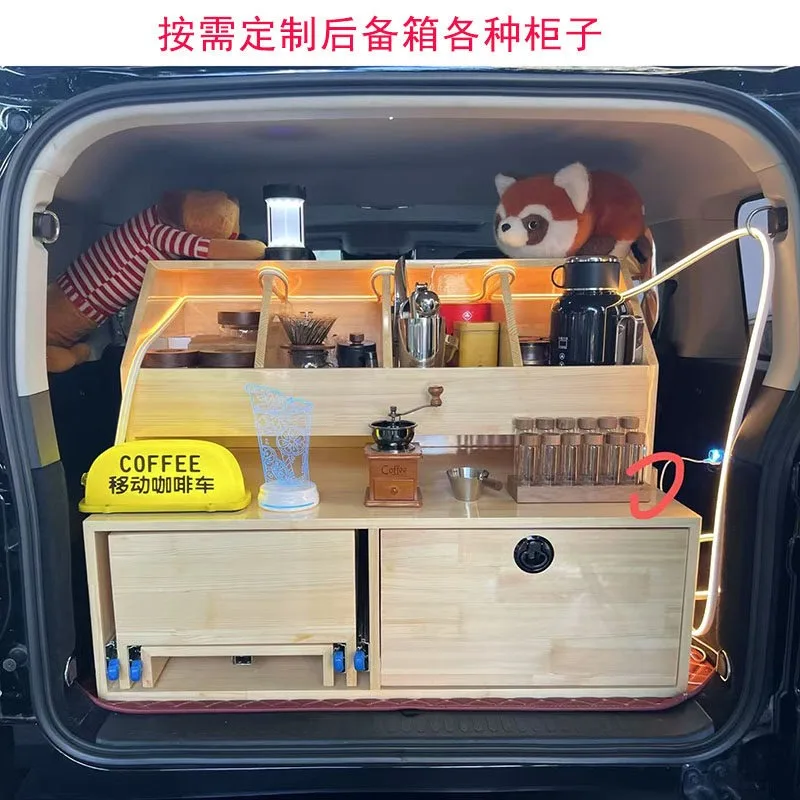 Mobile coffee car pulling workbench lemon tea stall drawer self-driving cooking