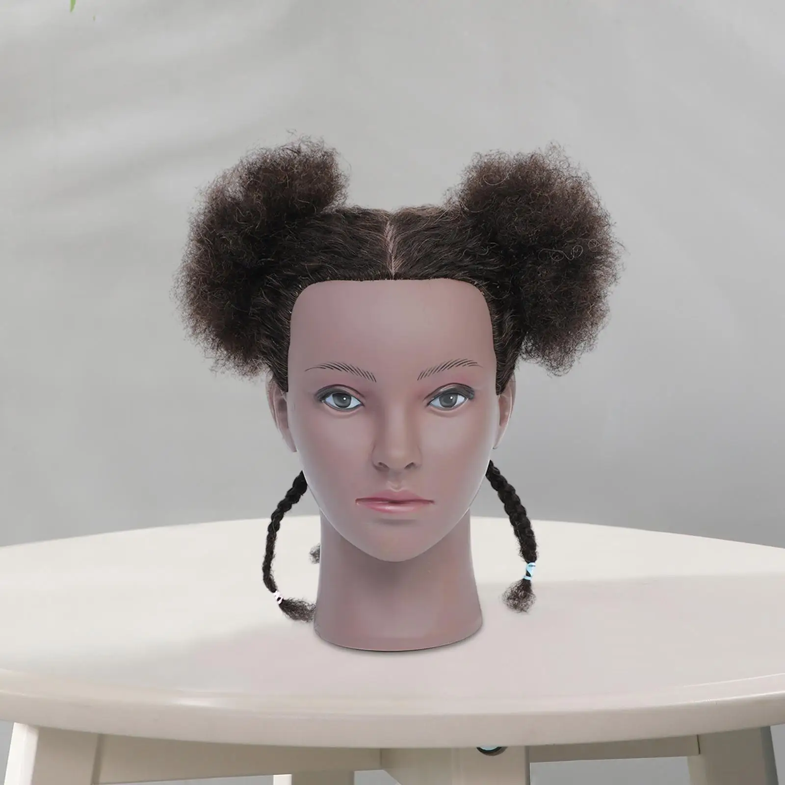 African Mannequin Head Curly Cosmetology Doll Head for Hair Styling Practice