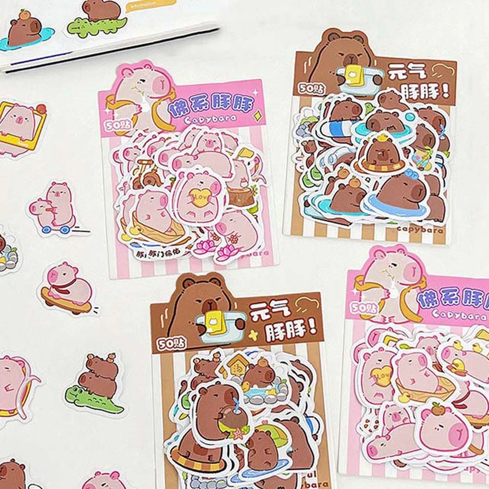 อุปกรณ์โรงเรียน Capybara สติกเกอร์สติกเกอร์การ์ตูน Capybara Capybara ตกแต่งสติกเกอร์ Scrapbooking สีน้ําตาลของเล่นเด็กสติกเกอร์