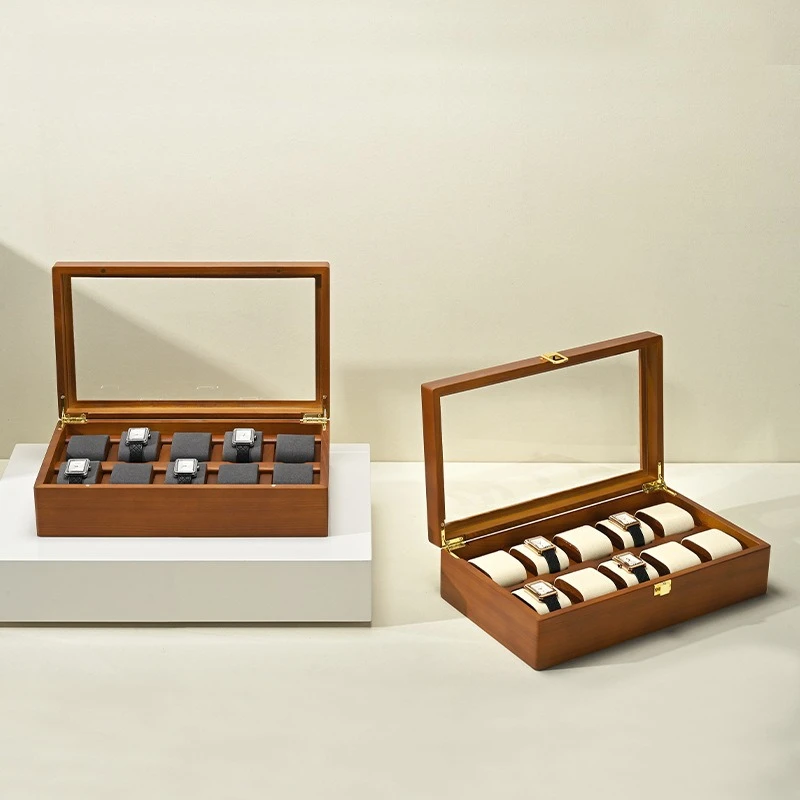 Mechanical Watches Box Solid Wood Transparent Watch Display Boxes Exquisite Wristwatch Organize Case Large Capacity Watch Cases