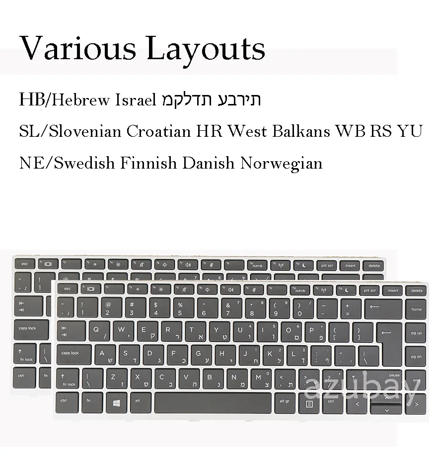 Keyboard for HP ProBook 640 G4 G5, 645 G4 G5  L00736- L09547 -DH1 BB1 Hebrew Slovenian Croatian Swedish Finnish Danish Norwegian