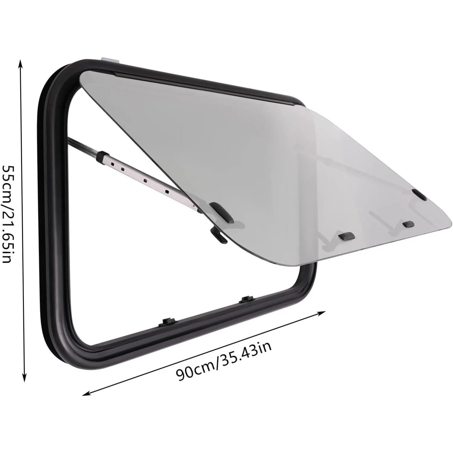 Eapmic RV Caravan Motorhome أعلى نافذة مفصلية دفع خارجي (450 * 500 مم / 17.72 * 19.69 بوصة) - أكريليك رمادي ملون - أمامي وداخل