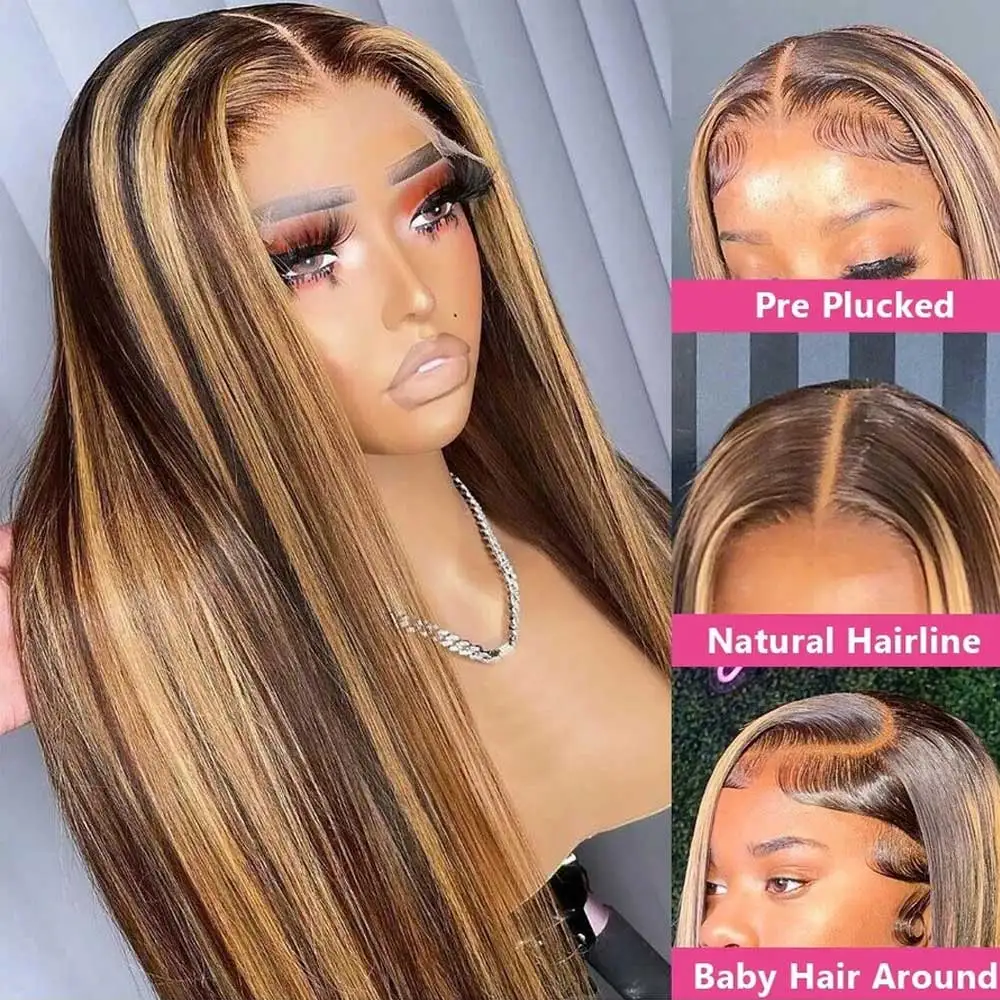 Highlight Wigs Colored Straight Lace Front Human Hair Wigs For Women Honey Blonde Straight 13x4 Hd Lace Frontal Wigs Human Hair - Image 3