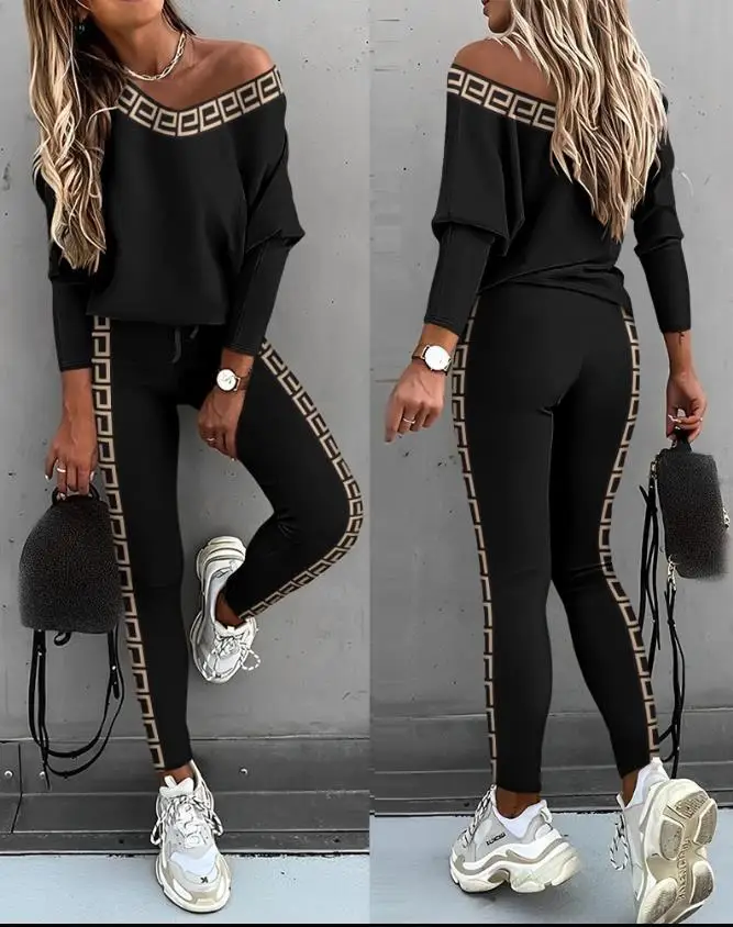

Women's 2023 Autumn And Winter New Bat Long Sleeve Pants Fashion Two-Piece Suit Elegant Women's Sets Women's Clothing Sales
