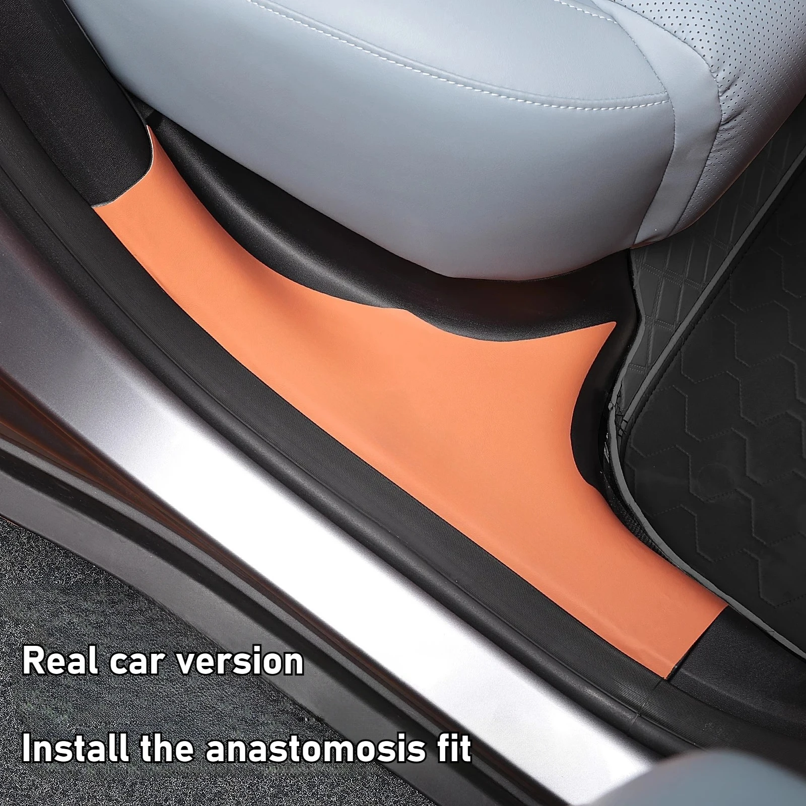For DEEPAL S05 Car Leather Door Sill Protector Anti-Kick Pad Guard Welcome Step Plate Trim Protective Stickers Accessories