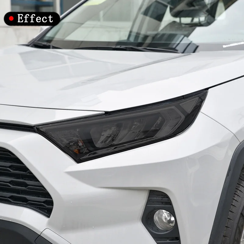 도요타 RAV4 XA50 자동차 헤드라이트 보호 필름 프론트 라이트 투명 스모크 블랙 TPU 스티커, 2019 2020 2021 2022, 2 피스