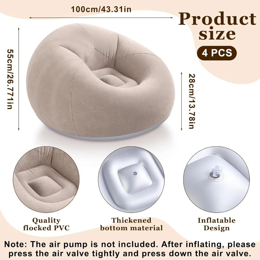 Inflatable Sofa Bean Bag Inflatable Lounge Chair Inflatable Lazy Sofa Folding Portable Chair for Living Room Bedroom